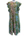 Cynthia Rowley Size S Blue, Purple & Green Cotton Botanical Print Gradient Dress Blue, Purple & Green / S