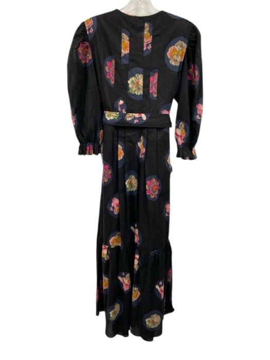Cynthia Rowley Size S Black, Blue & Multi Cotton Floral Circles Dress Black, Blue & Multi / S