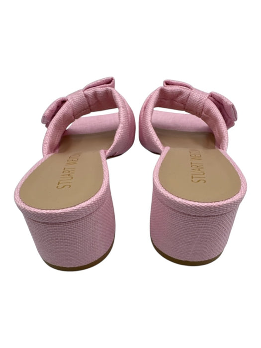Stuart Weitzman Shoe Size 8.5 Light Pink textile upper Woven Bow Mules Light Pink / 8.5