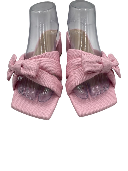 Stuart Weitzman Shoe Size 8.5 Light Pink textile upper Woven Bow Mules Light Pink / 8.5
