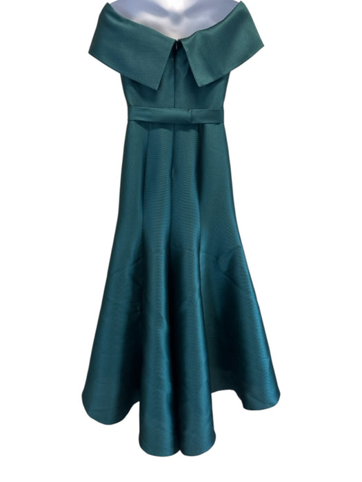 Frascara Size 12 Emerald Green Polyester & Silk Off Shoulder Satin Finish Gown Emerald Green / 12