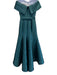 Frascara Size 12 Emerald Green Polyester & Silk Off Shoulder Satin Finish Gown Emerald Green / 12
