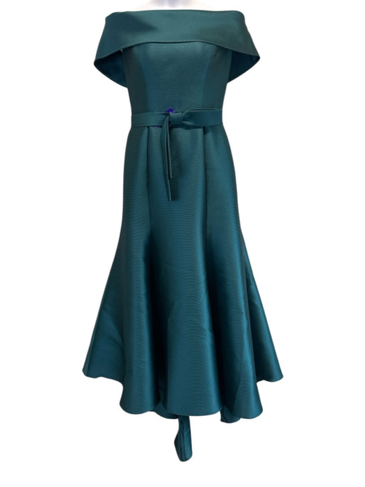 Frascara Size 12 Emerald Green Polyester & Silk Off Shoulder Satin Finish Gown Emerald Green / 12