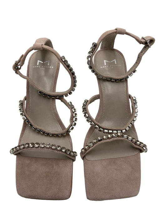 Marc Fisher Shoe Size 6.5 Taupe & Silver Suede Rhinestone Ankle Strap Sandals Taupe & Silver / 6.5