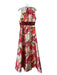 Kay Unger Size 2 Cream, Red, Green Polyester Sleeveless Floral Pants Bow Gown Cream, Red, Green / 2