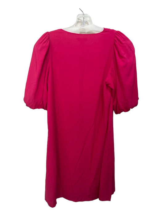 Anna Cate Size XS Hot pink Rayon Short Puff Sleeve V Neck Dress Hot pink / XS