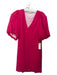 Anna Cate Size XS Hot pink Rayon Short Puff Sleeve V Neck Dress Hot pink / XS