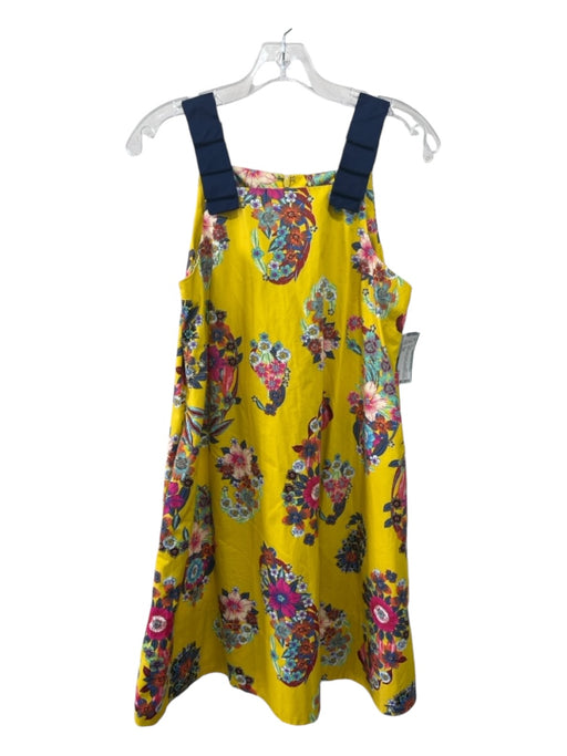 Maeve Size XS Yellow & Multi Cotton Sleeveless Floral Shift Ruffle Detail Dress Yellow & Multi / XS