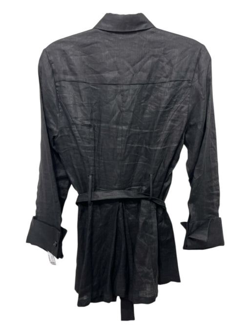 Ala von Auersperg Size S Black Linen Button Up Long Sleeve Collar Top Black / S