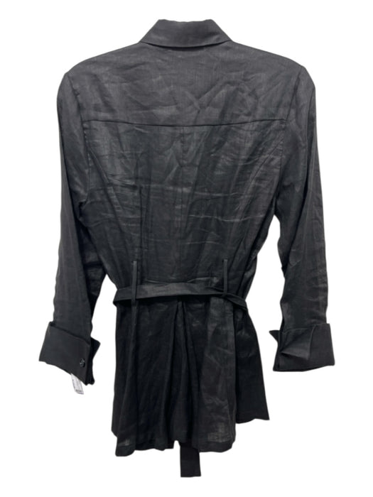 Ala von Auersperg Size S Black Linen Button Up Long Sleeve Collar Top Black / S