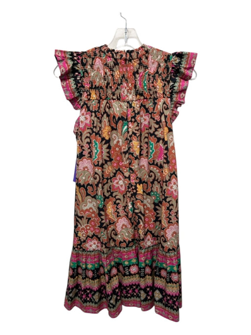 Love The Label Size S Orange, Pink, Multi Cotton Abstract Floral Back Zip Dress Orange, Pink, Multi / S