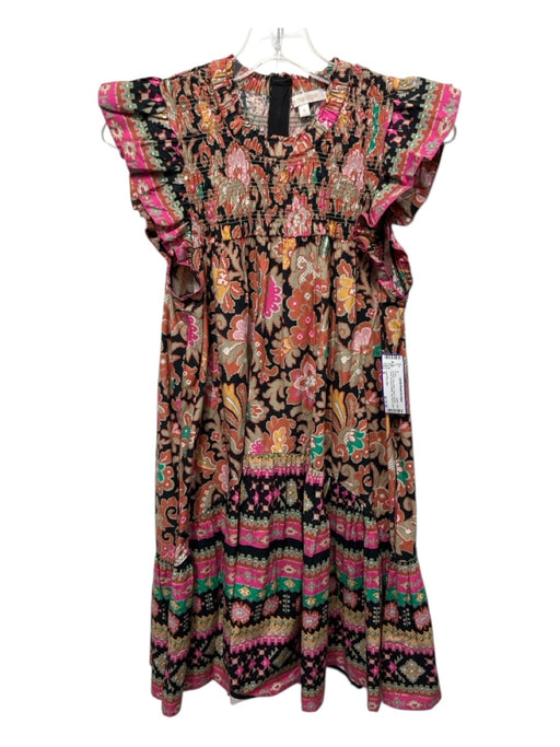 Love The Label Size S Orange, Pink, Multi Cotton Abstract Floral Back Zip Dress Orange, Pink, Multi / S