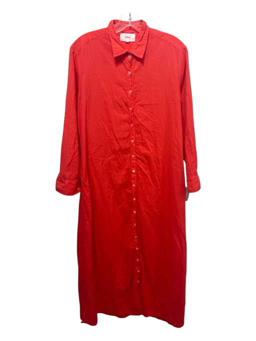 XiRENA Size XS Orange Cotton Button Down Split Hem Midi Dress Orange / XS