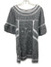 Free People Size S Black & White Polyester Lace Trim Gingham Short Sleeve Dress Black & White / S