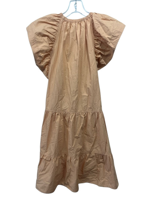 A.L.C. Size 2 Beige Orange Cotton Flutter Cap Sleeve Key hole Knee length Dress Beige Orange / 2