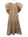 A.L.C. Size 2 Beige Orange Cotton Flutter Cap Sleeve Key hole Knee length Dress Beige Orange / 2