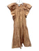 A.L.C. Size 2 Beige Orange Cotton Flutter Cap Sleeve Key hole Knee length Dress Beige Orange / 2