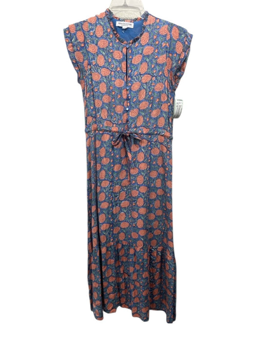 India Collection Emerson Fry Size XS Blue, Orange, Green Cotton Cap Sleeve Dress Blue, Orange, Green / XS
