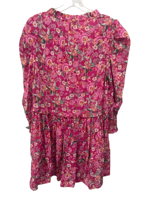Misa Size XS Pink, Green, Orange Rayon Blend Floral Balloon Sleeve Mini Dress Pink, Green, Orange / XS