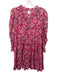 Misa Size XS Pink, Green, Orange Rayon Blend Floral Balloon Sleeve Mini Dress Pink, Green, Orange / XS