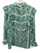 SLV Size M Green, Blue, White Cotton Lace Trim Floral Long Sleeve Top Green, Blue, White / M
