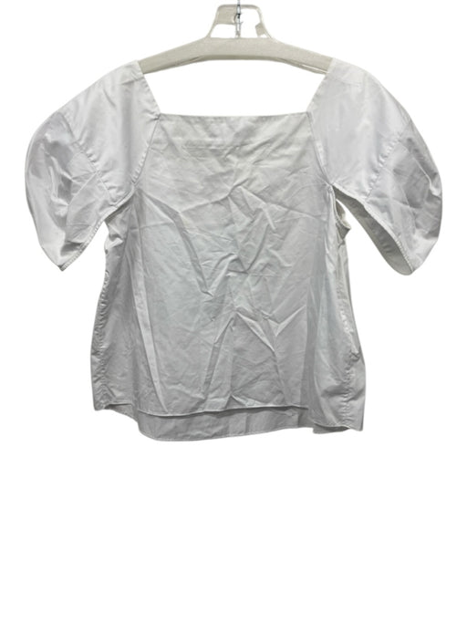 Tibi Size 2 White Cotton Pleat Detail Cap Sleeve A Line Square Neck Top White / 2
