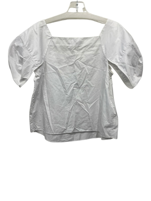 Tibi Size 2 White Cotton Pleat Detail Cap Sleeve A Line Square Neck Top White / 2