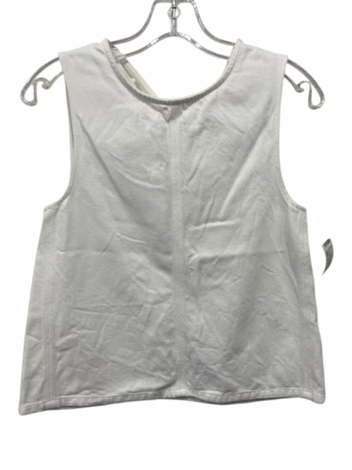 COS Size 2 White Cotton Blend Denim Tie Back Front Seam Sleeveless Top White / 2