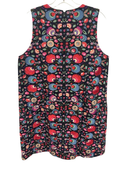 Ann Mashburn Size L Navy & Multi Cotton Floral Embroidered Sleeveless Dress Navy & Multi / L