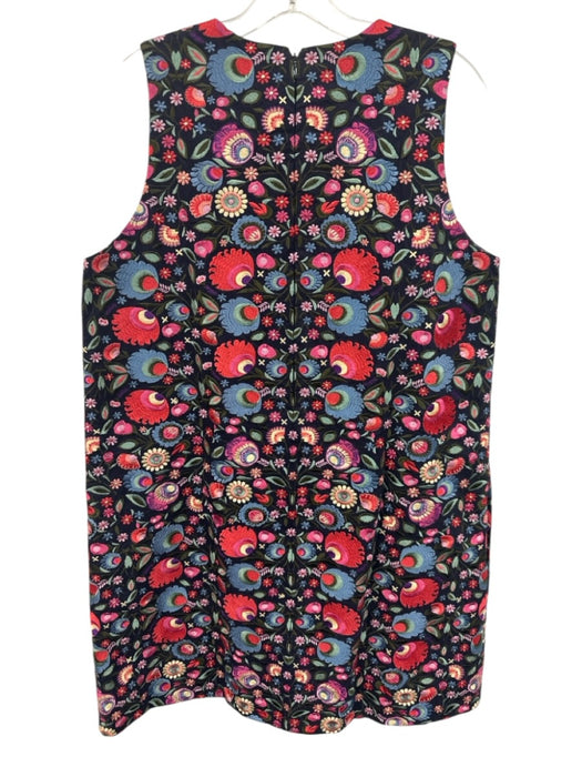 Ann Mashburn Size L Navy & Multi Cotton Floral Embroidered Sleeveless Dress Navy & Multi / L