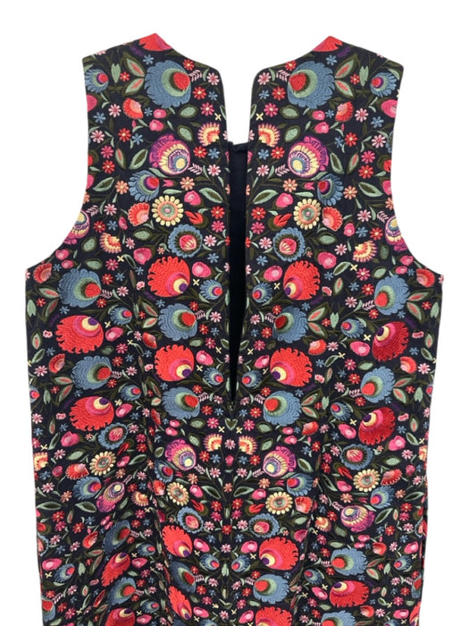 Ann Mashburn Size L Navy & Multi Cotton Floral Embroidered Sleeveless Dress Navy & Multi / L