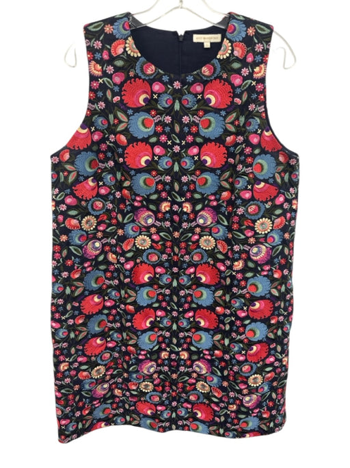 Ann Mashburn Size L Navy & Multi Cotton Floral Embroidered Sleeveless Dress Navy & Multi / L