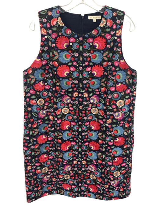 Ann Mashburn Size L Navy & Multi Cotton Floral Embroidered Sleeveless Dress Navy & Multi / L