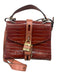 Chloe Chestnut Brown Leather Croc Embossed Top Flap Crossbody Strap Satchel Bag Chestnut Brown / Medium