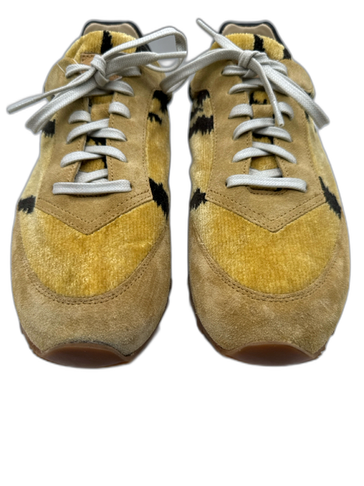Le Monde Shoe Size 7 Yellow & Black Suede Corduroy lace up Fabric Block Sneakers Yellow & Black / 7