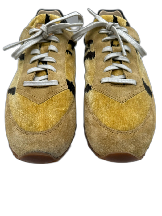 Le Monde Shoe Size 7 Yellow & Black Suede Corduroy lace up Fabric Block Sneakers Yellow & Black / 7
