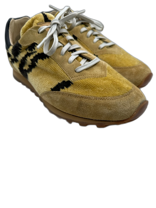 Le Monde Shoe Size 7 Yellow & Black Suede Corduroy lace up Fabric Block Sneakers Yellow & Black / 7