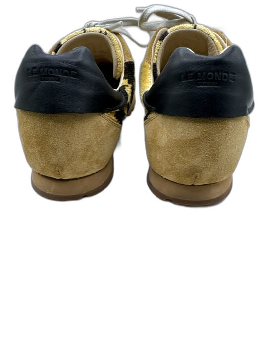 Le Monde Shoe Size 7 Yellow & Black Suede Corduroy lace up Fabric Block Sneakers Yellow & Black / 7