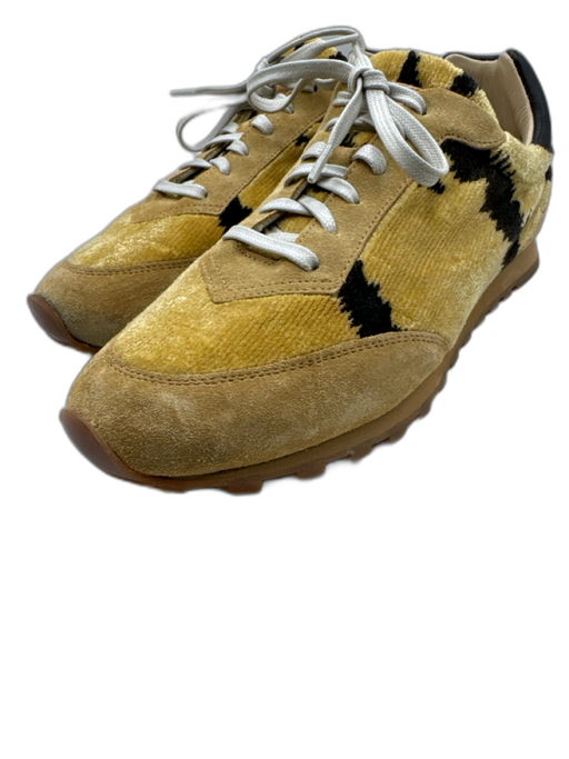 Le Monde Shoe Size 7 Yellow & Black Suede Corduroy lace up Fabric Block Sneakers Yellow & Black / 7