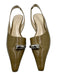 Tory Burch Shoe Size 10 Green Beige Leather Pointed Square Toe Slingback Pumps Green Beige / 10