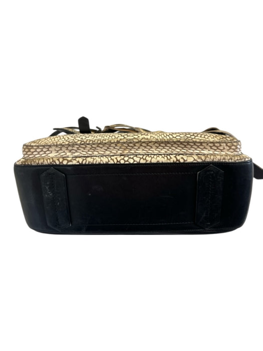 Reed Krakoff Beige & Black Leather Snake Embossed Hand Open Buckles Bag Beige & Black / M