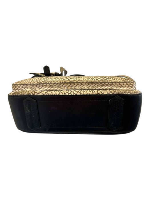 Reed Krakoff Beige & Black Leather Snake Embossed Hand Open Buckles Bag Beige & Black / M