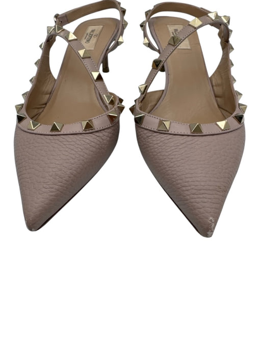 Valentino Garavani Shoe Size 40 Blush Beige Leather Ankle Strap Rockstud Pumps Blush Beige / 40