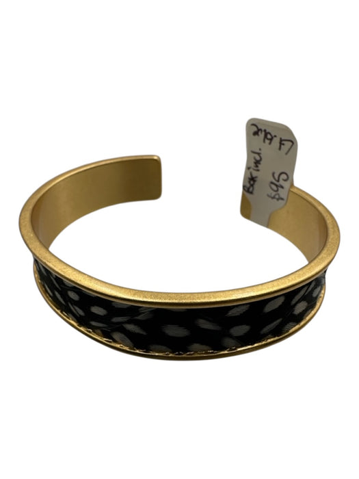 Brackish Black, Gold, White 24K Gold Plated Cuff guinea feathers Bracelet Black, Gold, White