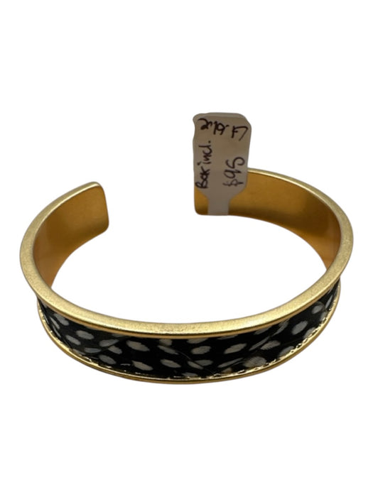 Brackish Black, Gold, White 24K Gold Plated Cuff guinea feathers Bracelet Black, Gold, White