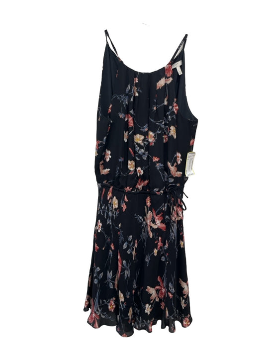 Joie Size S Black & Multi Silk Floral Sleeveless Drawstring Waist Dress Black & Multi / S