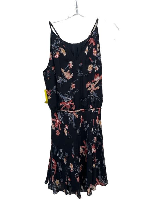 Joie Size S Black & Multi Silk Floral Sleeveless Drawstring Waist Dress Black & Multi / S