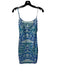 Miaou Size S Teal & Blue Polyester Spaghetti Strap Abstract Darted Lined Dress Teal & Blue / S