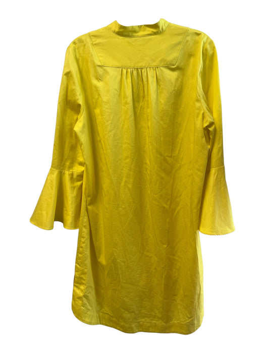Trina Turk Size Large Yellow Cotton Tassels 3/4 Ruffle Sleeve Knee Length Dress Yellow / Large