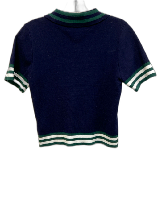 Caroline Constas Size S Navy, Green, White Rayon & Nylon Striped polo Crop Top Navy, Green, White / S
